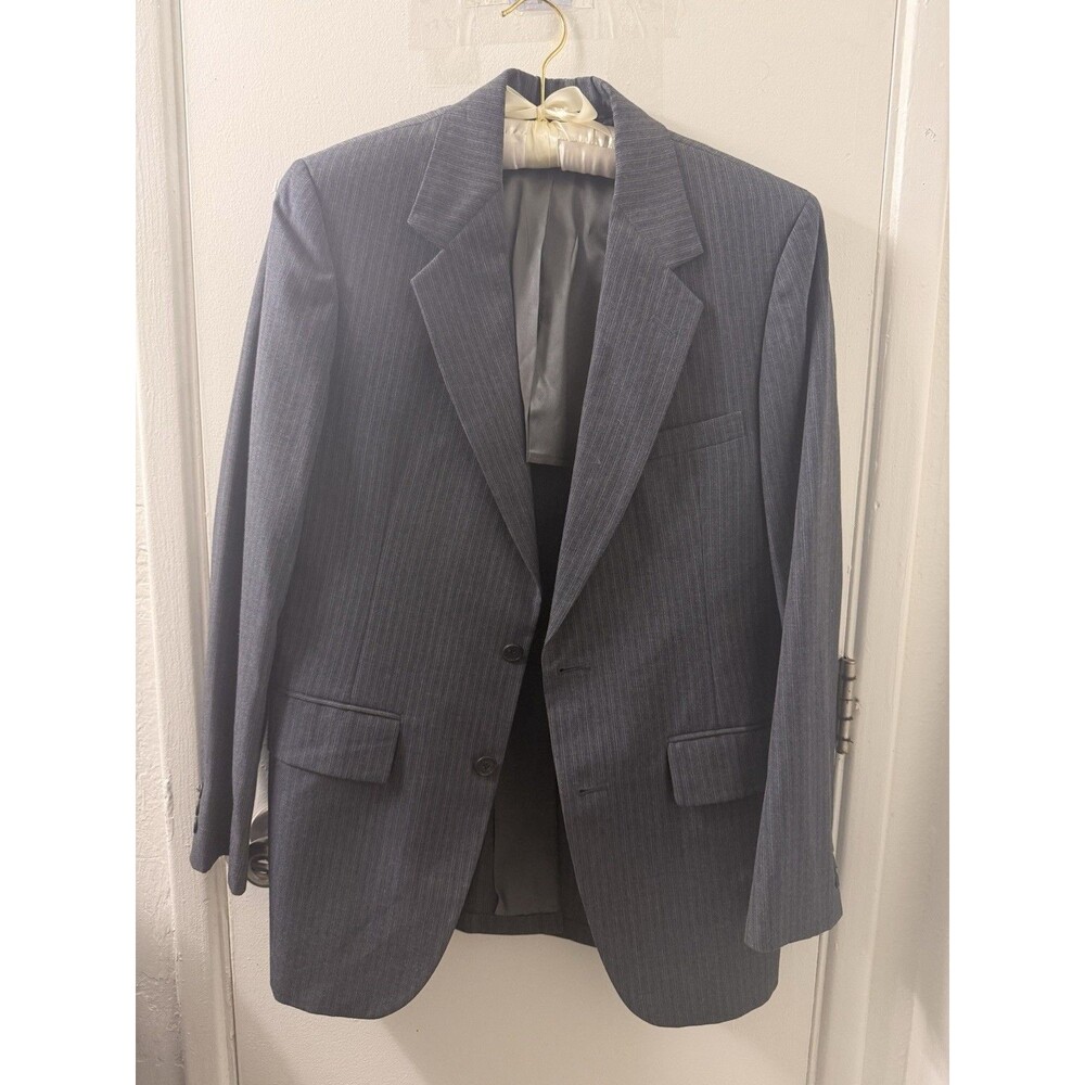 Hardwick Clothes Men's Blazer Suit Jacket Coat Charcoal Dark Grey Pinstripes 42R